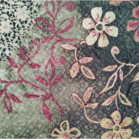 K Studio Blouse Women's 18 Short Sleeve Button Up Open Back Sheer Brown Florals - Picture 6 of 11